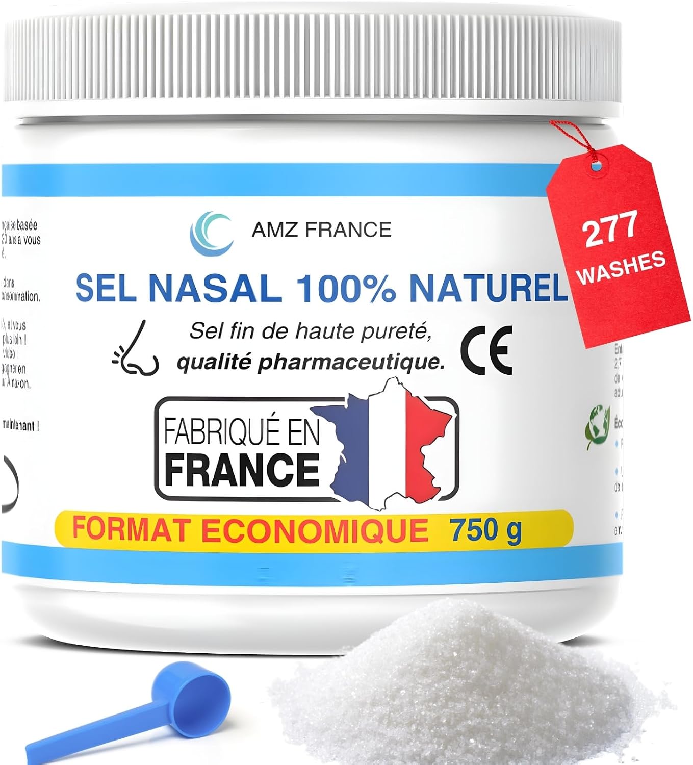 Nasal Salt 750 g, 100% Natural, Pharmaceutical Grade, Made in FRANCE - 277 Washes (XXL Box) - Child Adult - Nasal Rinse – Wellness Product