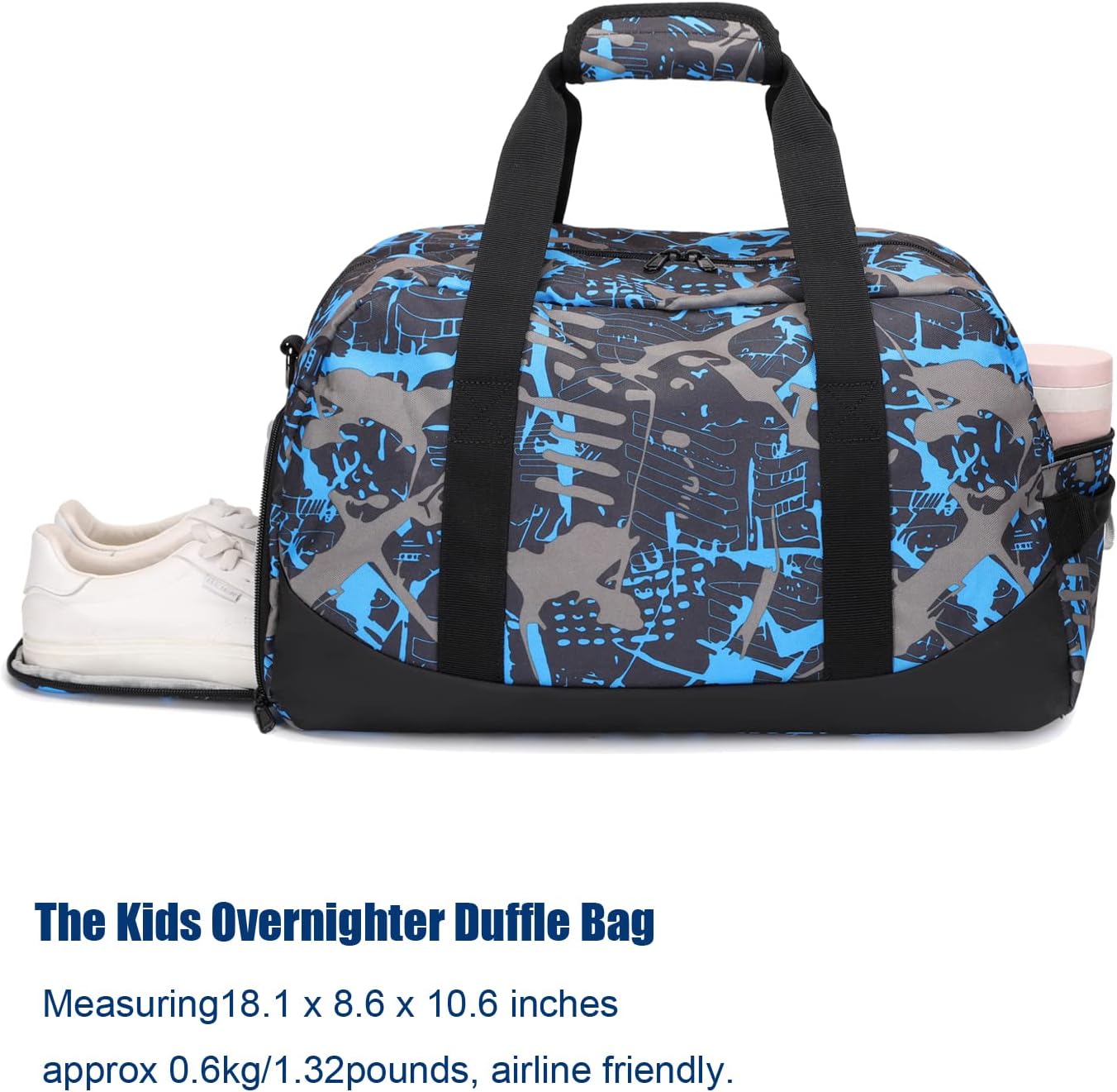 Octsky Sports Duffel Bag Gym Bag with Shoe Compartment Small Travel Overnight Bag Weekender Bag (Blue-Graffiti)