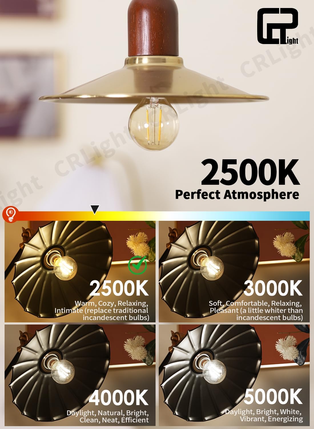CRLight E12 LED Bulbs, 2W Candelabra Light Bulbs (25W Equivalent), 250LM 2500K Warm White, G16.5 Vintage Edison Globe for Chandelier Vanity Mirror, Amber Glass, Non-Dimmable, 12 Pack