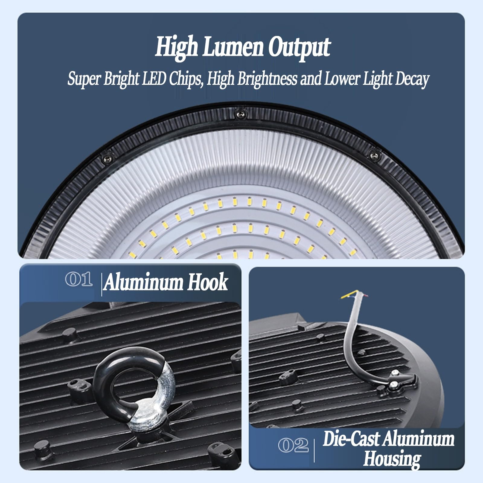 150W 4 Pack UFO High Bay Light LED Shop Lights 22000LM Garage Lights 6000K Barn Industrial Lamp IP65 — view 2