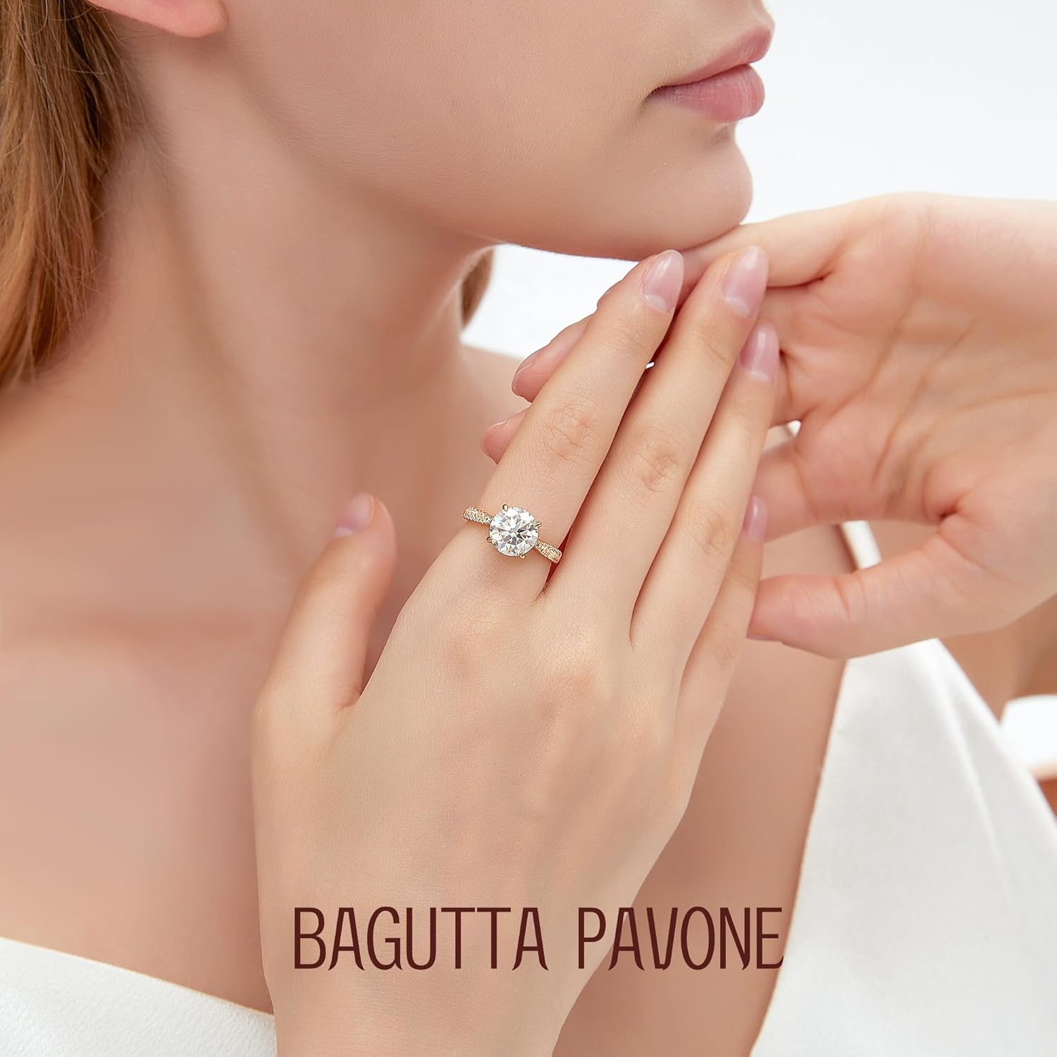 1.5CT Moissanite Engagement Rings for Women, D Color VVS1 S925 Sterling Silver Moissanite Ring with 18K Yellow Gold Plated Wedding band for Women Size 6 - Image 4