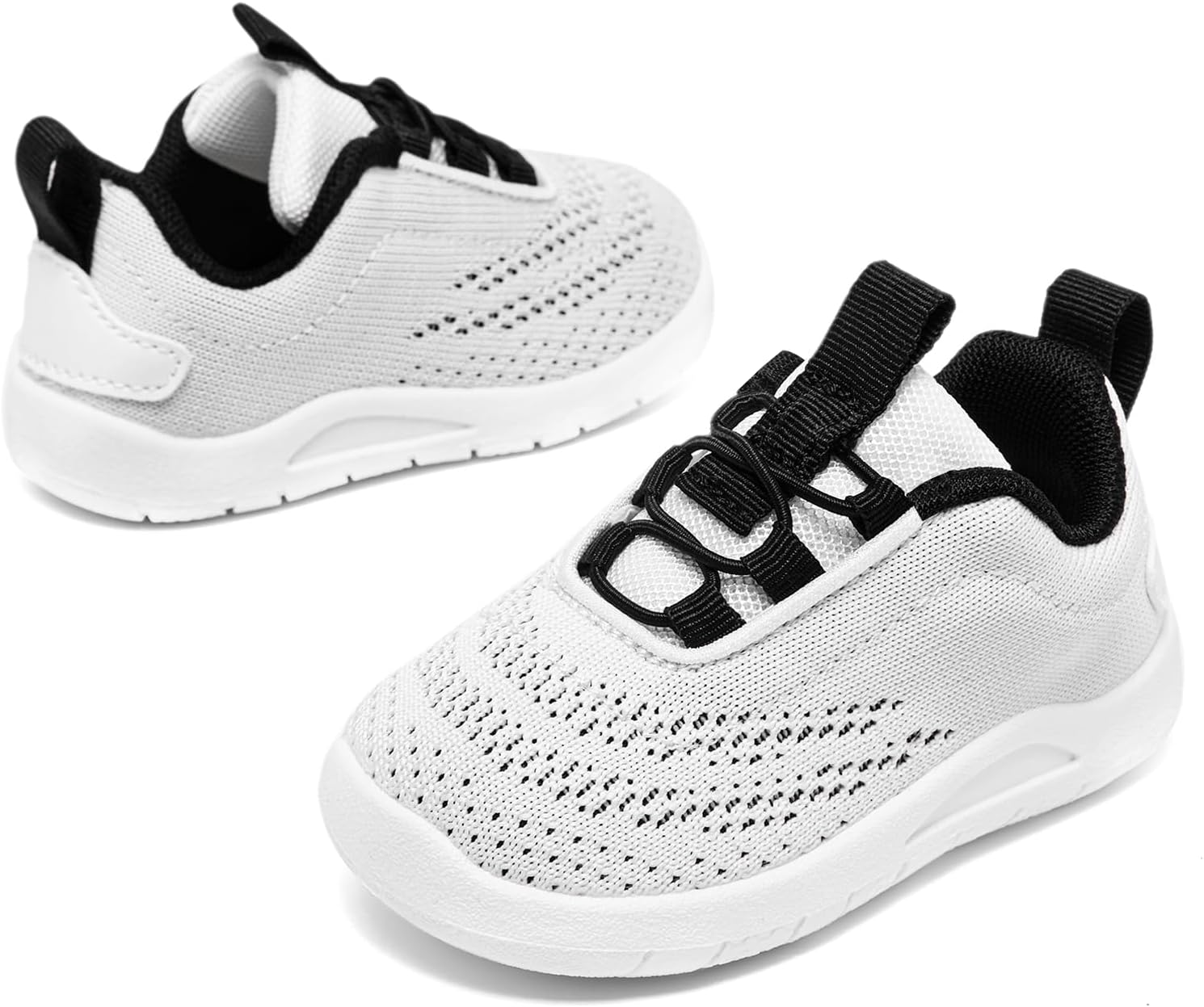 MORENDL Toddler Slip On Sneakers Baby Walking Shoes Non-Slip Breathable Unisex Pink Mesh Lace-Up Athletic Sneakers Infant Running Shoes - Image 3