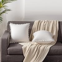 Vista 146 de 2 fundas para cojín decorativo de terciopelo con pompones