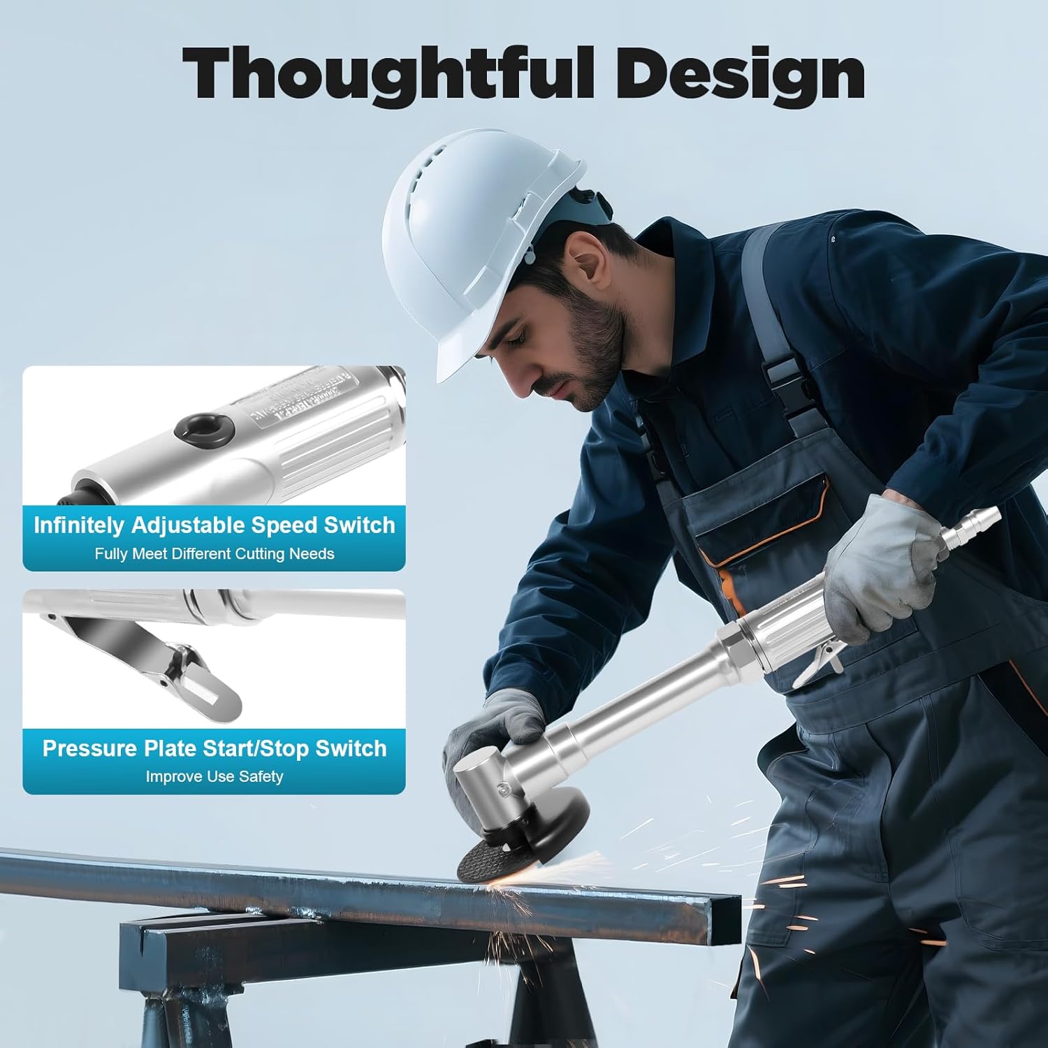 3-Inch Air Cut off Tool, Long Handle Pneumatic Cut off Tool, Speed Adjustable Pneumatic Angle Grinder, Air Cutting Tool Grinder Tool, Pneumatic Cutting Machine, 90PSI 25000RPM