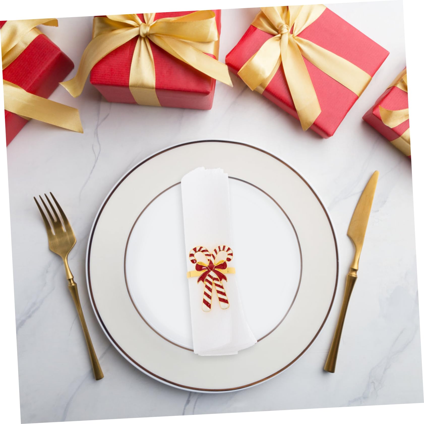 Weihnachts Serviettenringe Praktisch und Festlich aus Legierung 4 Stück mit Dekorativen Schleifen für Xmas Partys und Stilvolle Tischdekoration