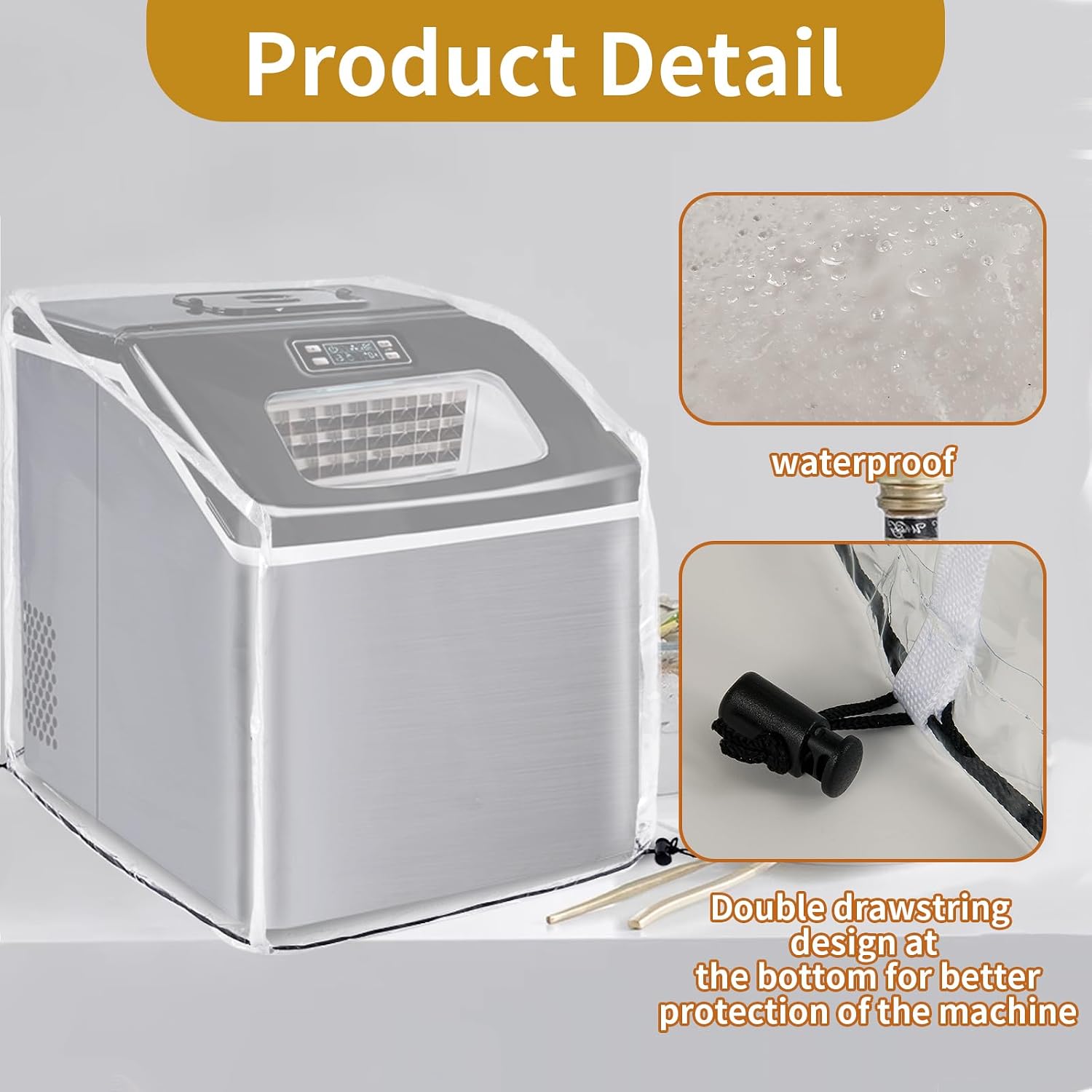Ice Maker Cover,Ice Machine Cover for Ice Maker Machine,Waterproof Shield for Countertop Appliances in Home Garage Office,Protective Appliance Covers for Portable Ice Makers/Ice Cube Maker/Ice Machine image 4