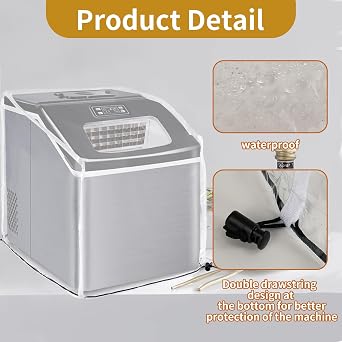 Ice Maker Cover,PVC Ice Machine Dustproof Cover,Waterproof Shield for Countertop Appliances in Home Garage and Office,Protective Cover for Portable Ice Makers/Ice Cube Maker/Ice Machine.