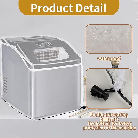 Ice Maker Cover,PVC Ice Machine Dustproof Cover,Waterproof Shield for Countertop Appliances in Home Garage and Office,Protective Cover for Portable Ice Makers/Ice Cube Maker/Ice Machine.