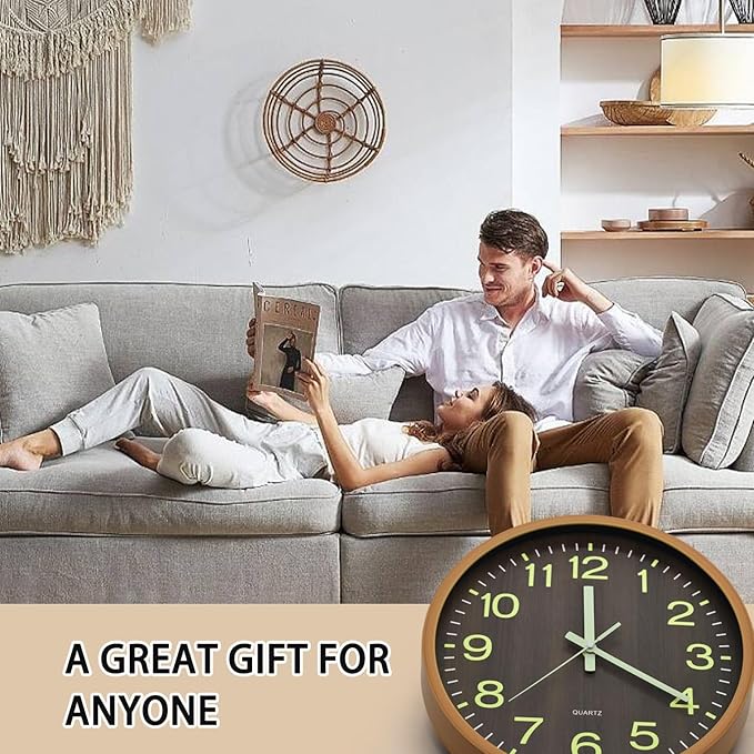 Reloj de Pared Silencioso Luminiscente Oxmidud 12 pulgadas Madera miniatura 8