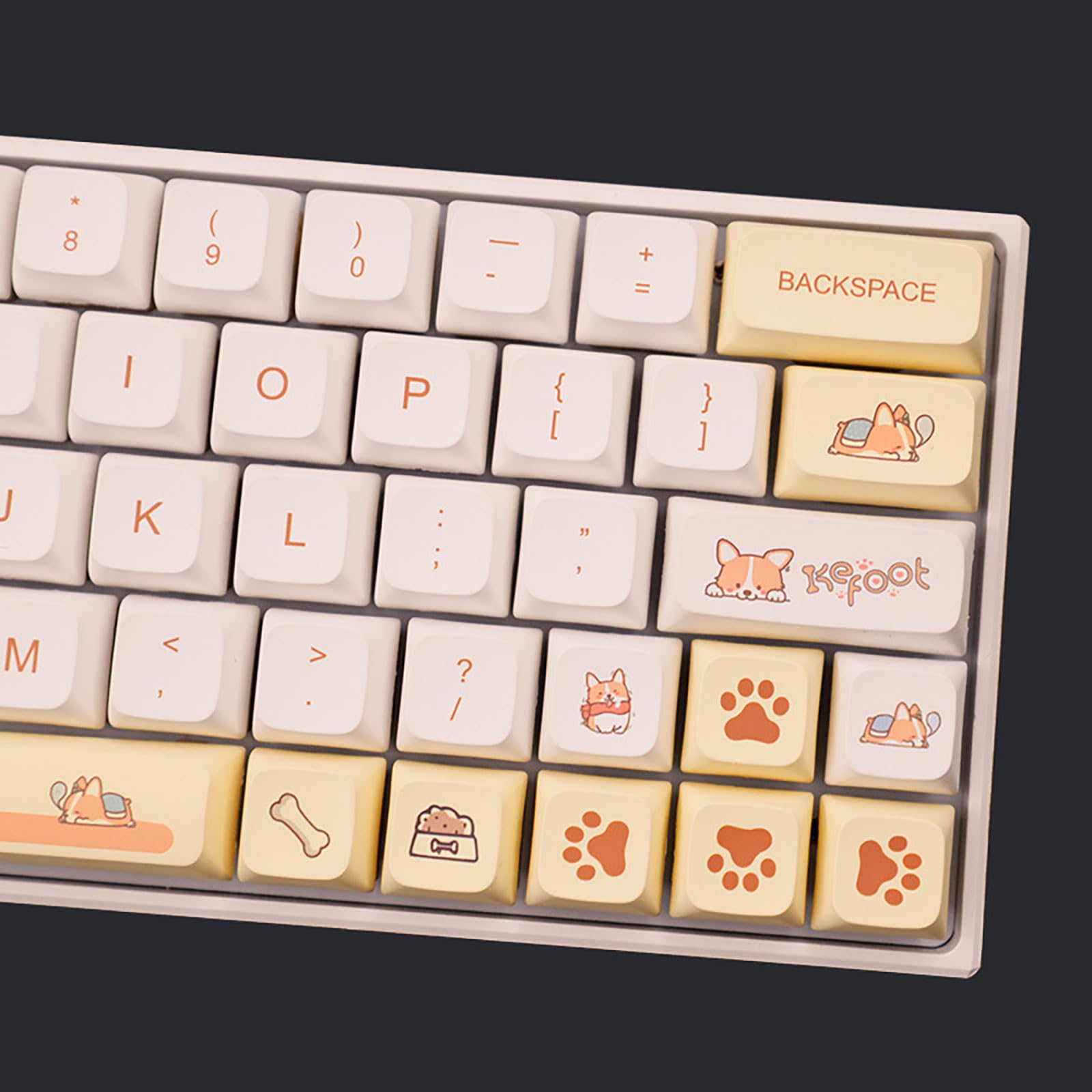 PBT Keycaps, Animal Keycaps XDA Profile Custom Cute Animal Keys do mechanicznej klawiatury, Corgi Puppy Keycaps Set 138 Keycaps Set for Mechanical Keyboards,A
