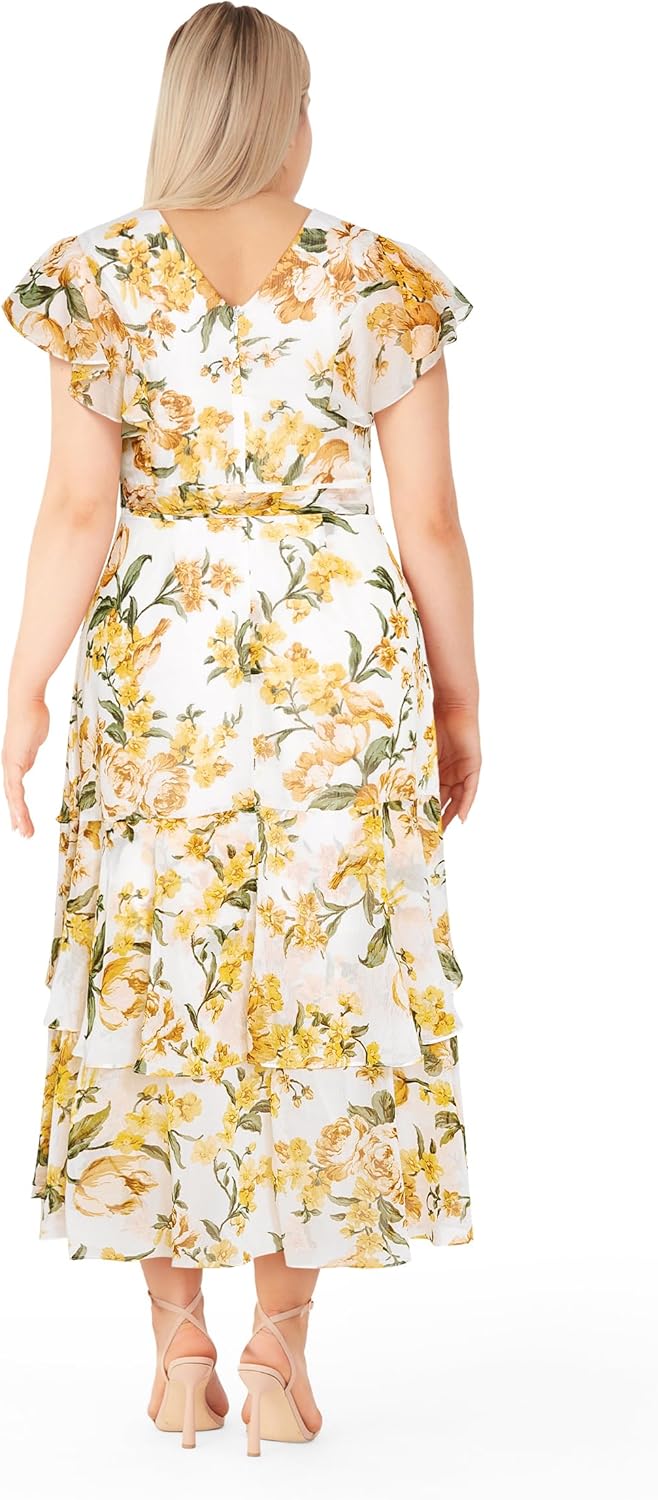 City Chic Womens Cocktail Dress - Flare Tier Print Maxi - Image 2