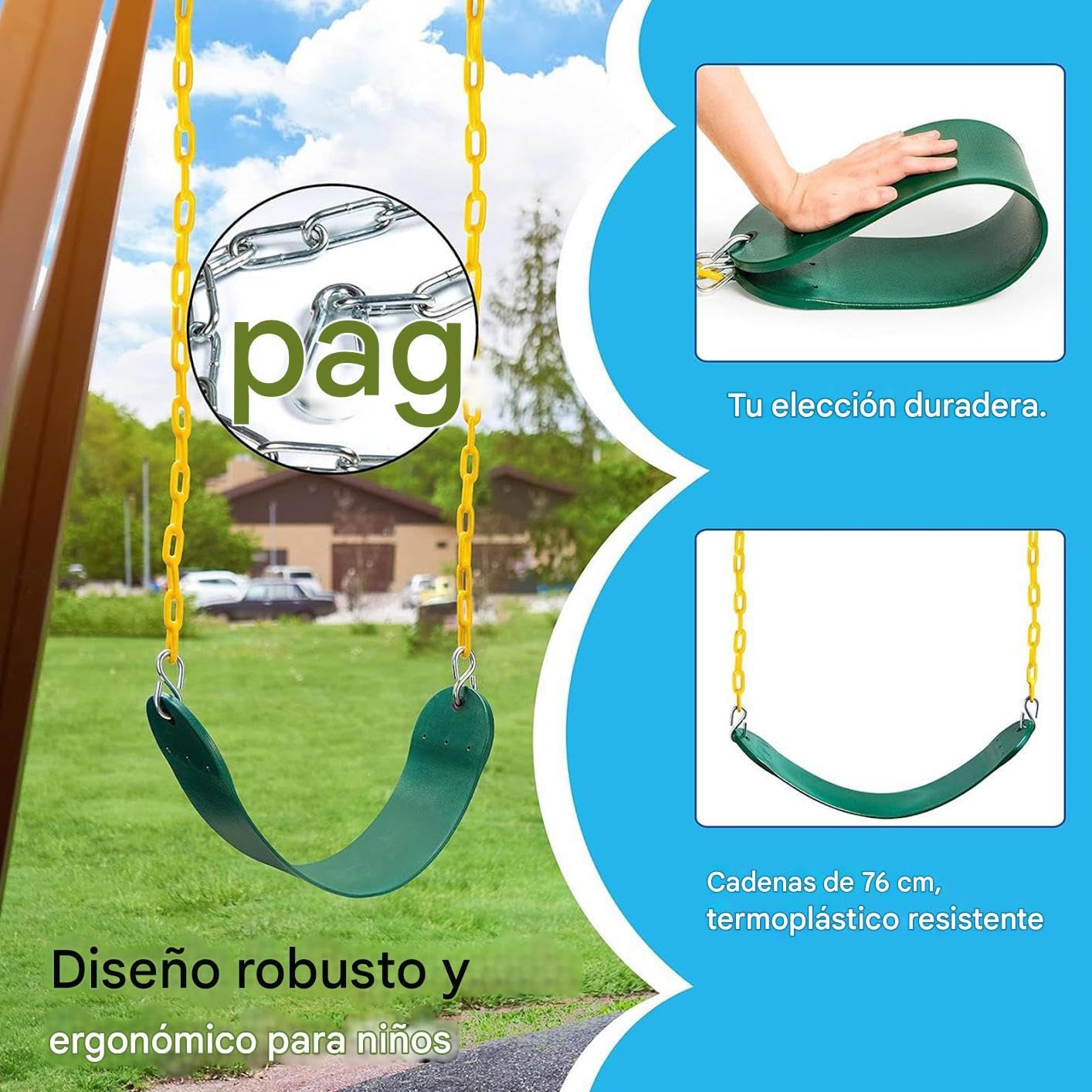 Asiento Infantil | Resistente para Exterior En Árbol - Color Verde Antideslizante Interactivo para Niños Niñas Jardín Parque