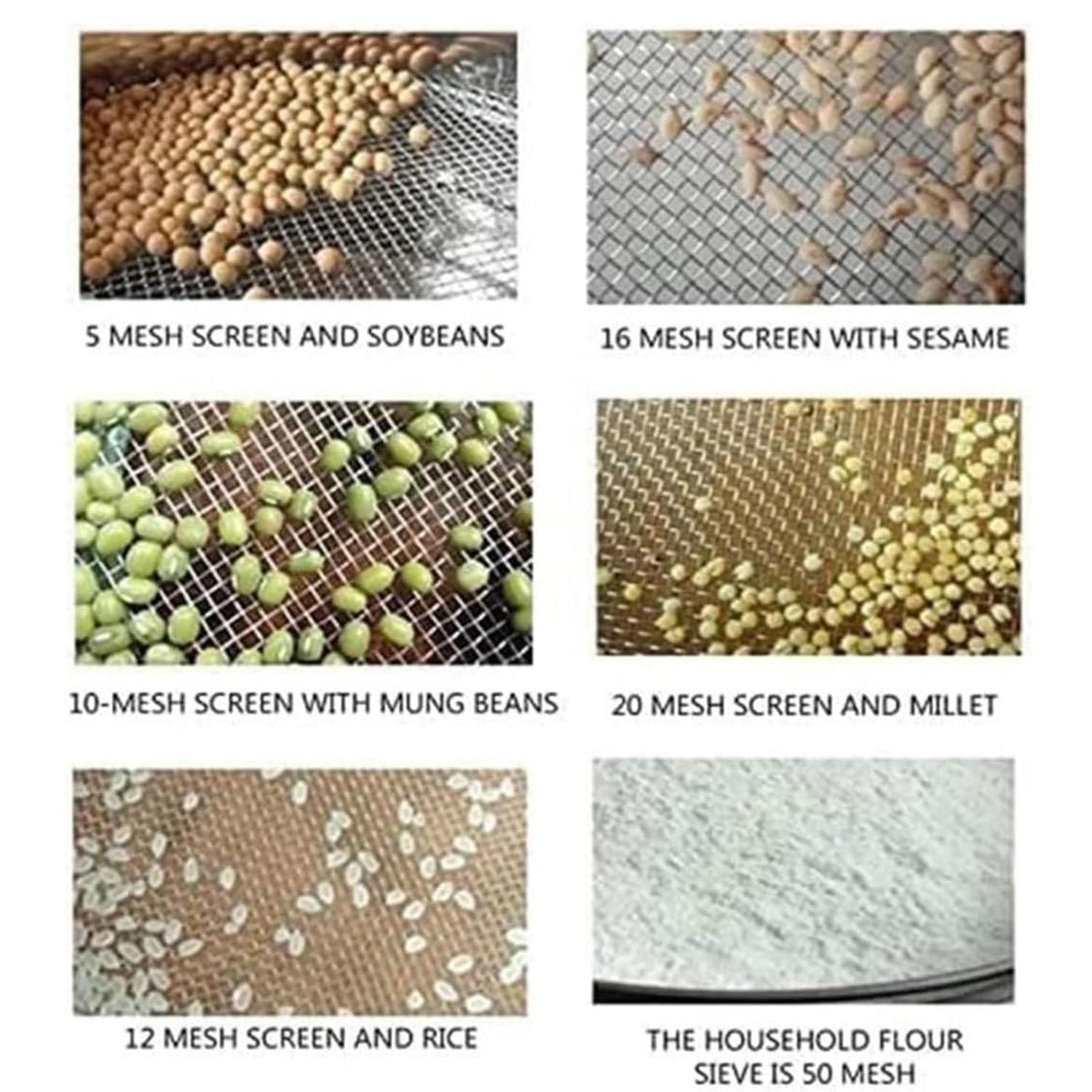 Tamis Poudre Automatique,Tamis en Acier Inoxydable,Tamis Vibrant électrique,Tamis Vibrant à 60 Mailles pour Grains Granulaires,10cm-110V