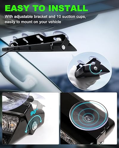 Miniatura 61 de HLauto Luces estroboscópicas de emergencia 6Z4J: luces de seguridad blancas rojas de 2 x 16.8 pulgadas, 48 luces LED intermitentes de advertencia