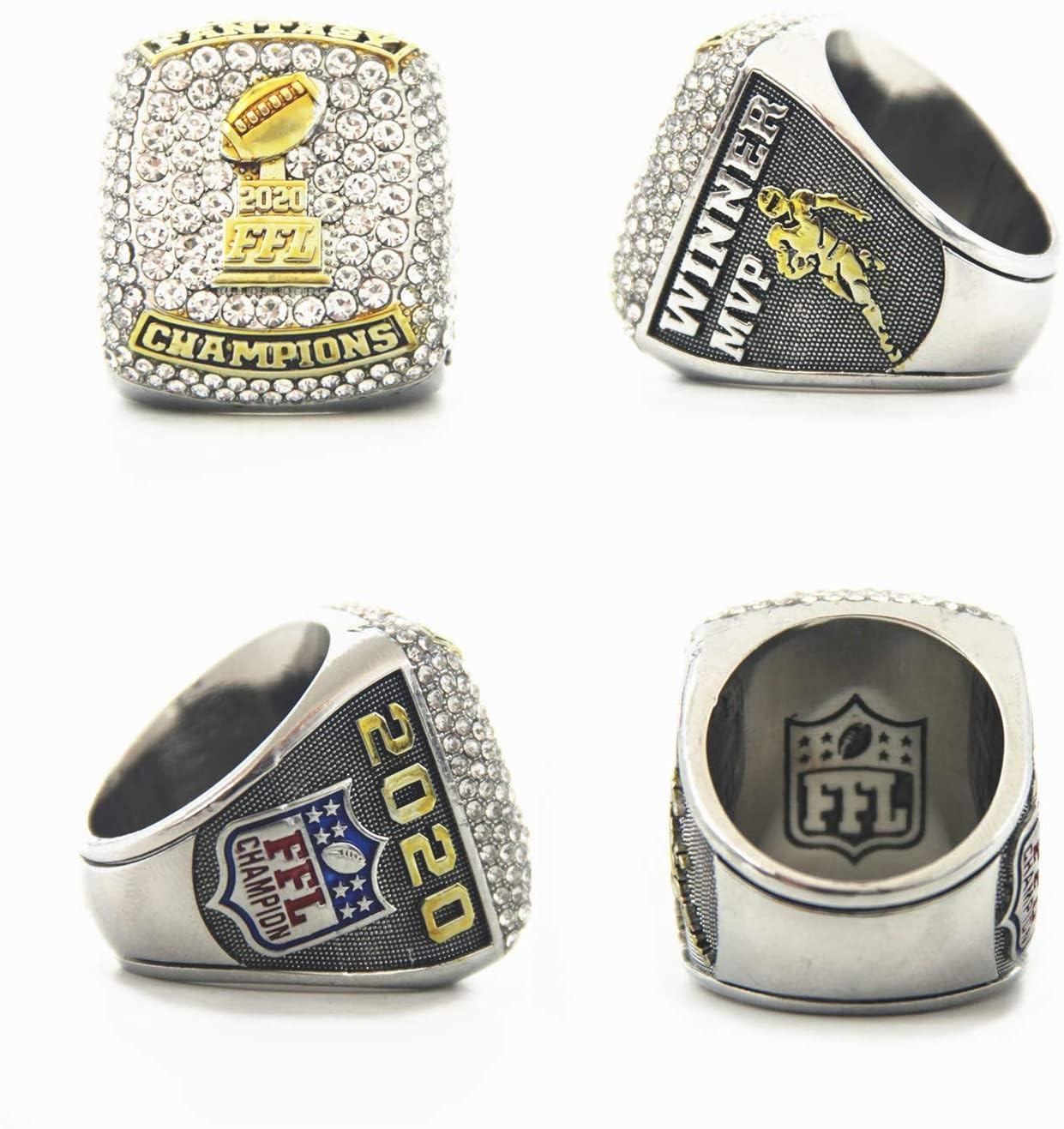 2020 Fantasy Football Ring Meisterschaftsring Meisterschaftstrophäe Geschenkbox Ring Displaybox(9)