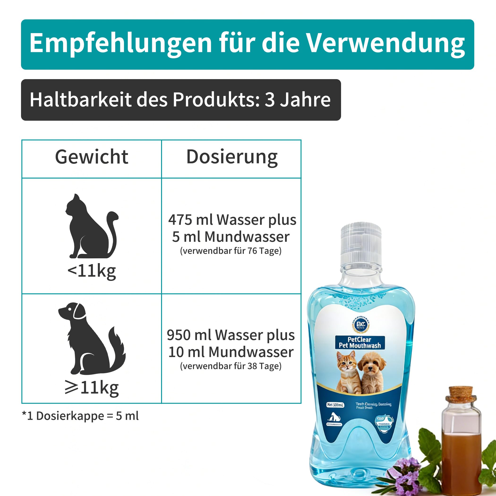 Mundwasser Hunde 40 Flaschen | 1 Flasche 380 ml Kein Zähneputzen Erforderlich | Entfernt Zahnbelag Und Sorgt Für Frischen Atem, Großabnahme, Ideal Für Tierpensionen, Haushalte Mit Mehreren Haustieren