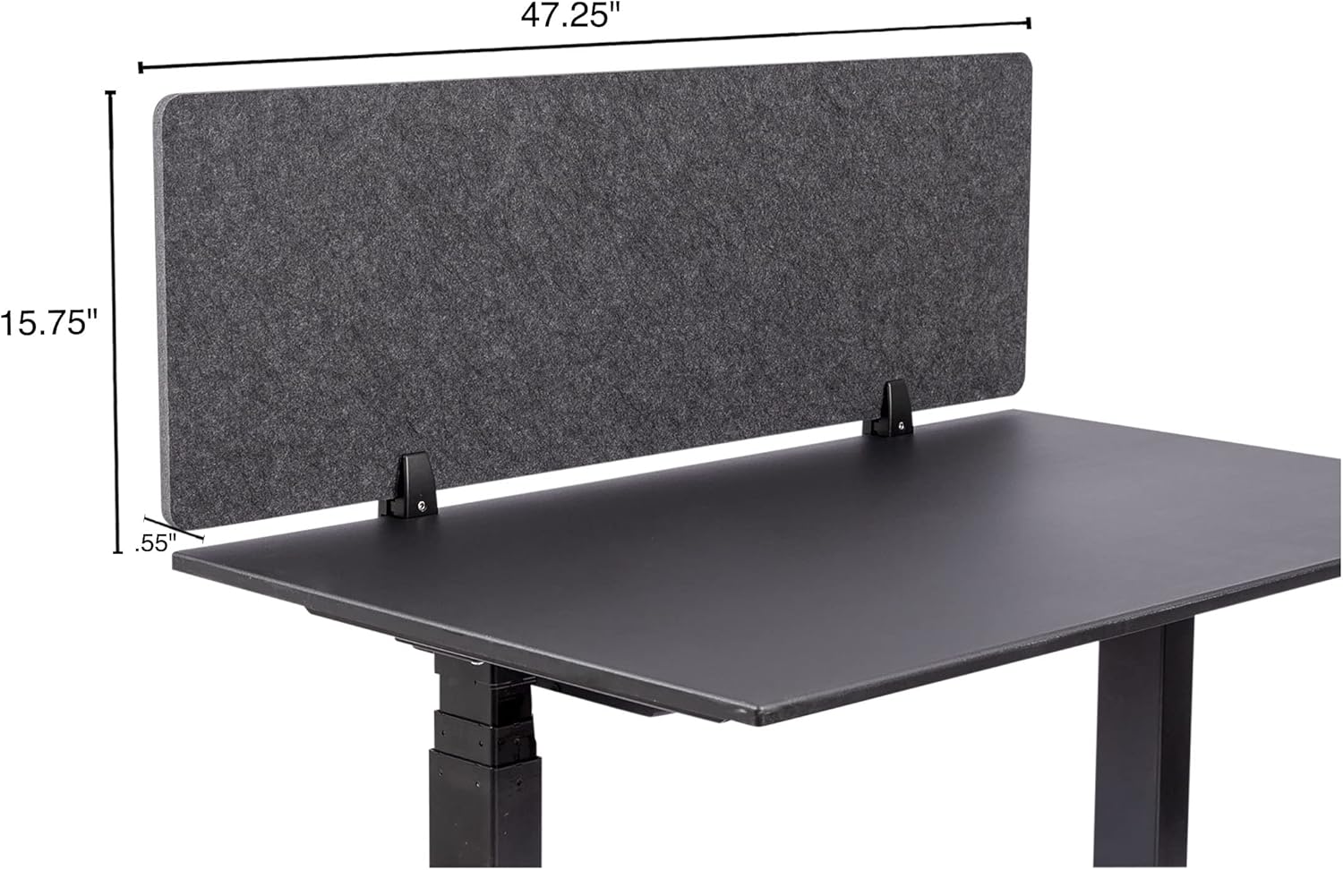 Stand Up Desk Store ReFocus Raw Clamp-On Acoustic Desk Divider Mounted Privacy Panel to Reduce Noise and Visual Distractions (Anthracite Gray, 47.25" x 16")