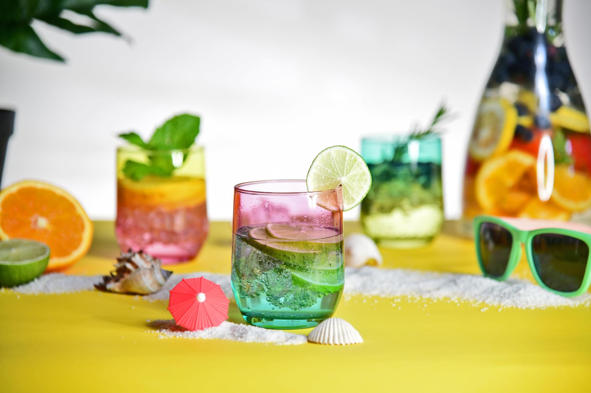 Glasmark Lot de 6 verres à faible teneur en verre turquoise multicolore 300 ml