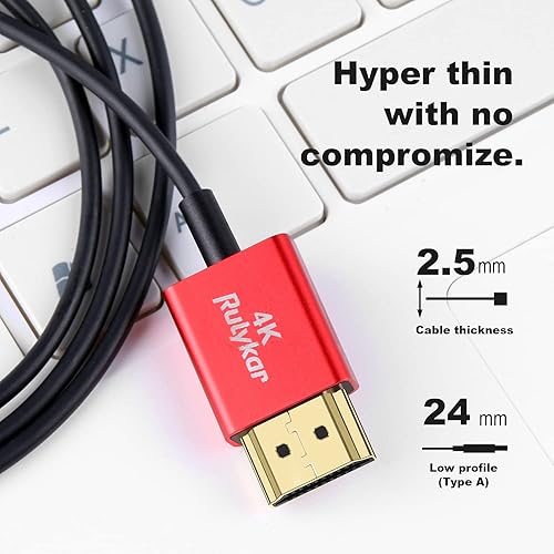 Miniatura 6 de Cable corto 4K Mini HDMI 2.1 de 1.0 pies1.0 ft, cable HDMI delgado de 18 Gbps de ultra alta velocidad 2.0.197 in, 4K 60Hz, compatible con cámara,