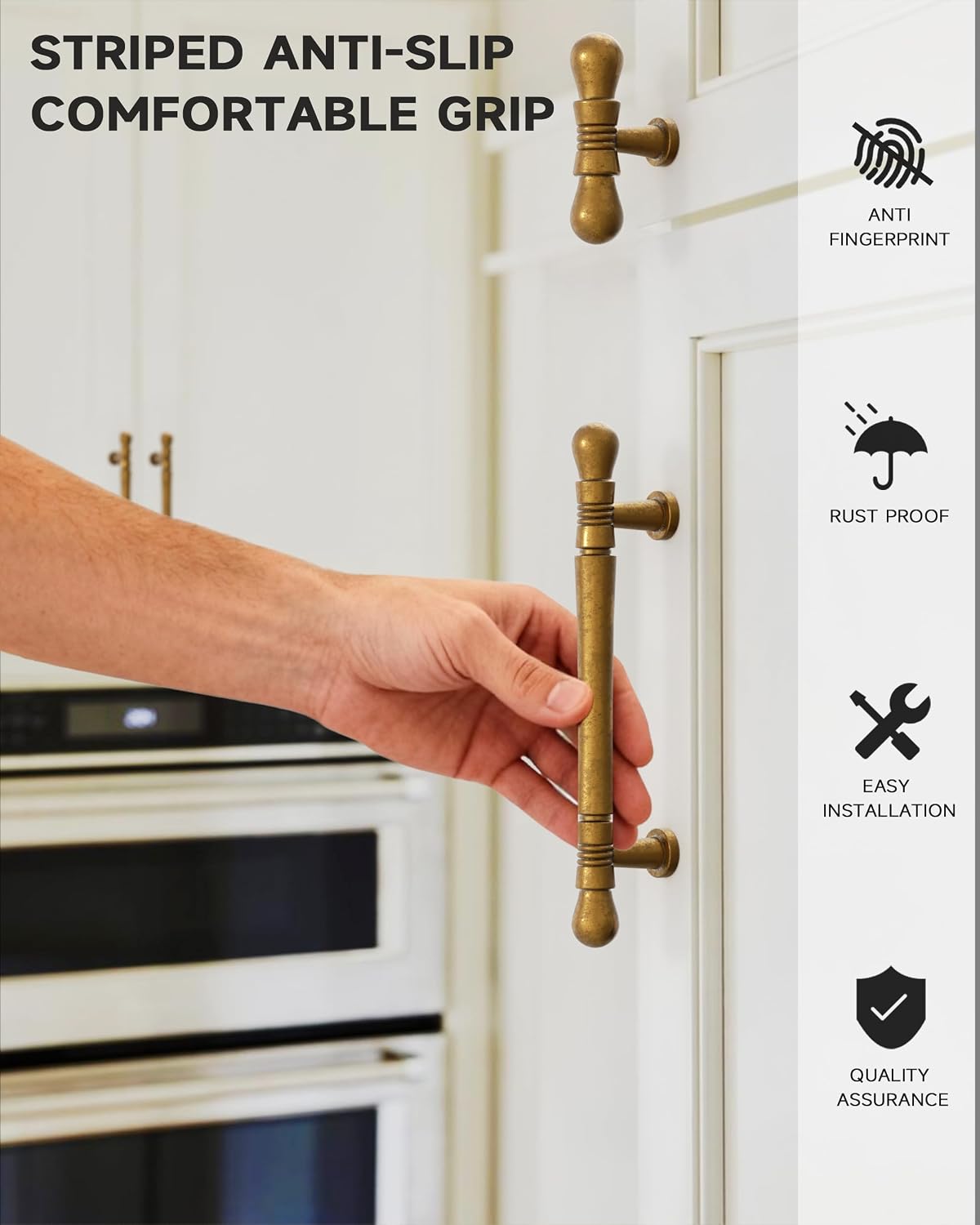 9BUILD 10 Pack Antique Brass Cabinet Pulls 3.75 Inch Kitchen Cabinet Handles Vintage Drawer Pulls Kitchen Handles for Cabinets Retro