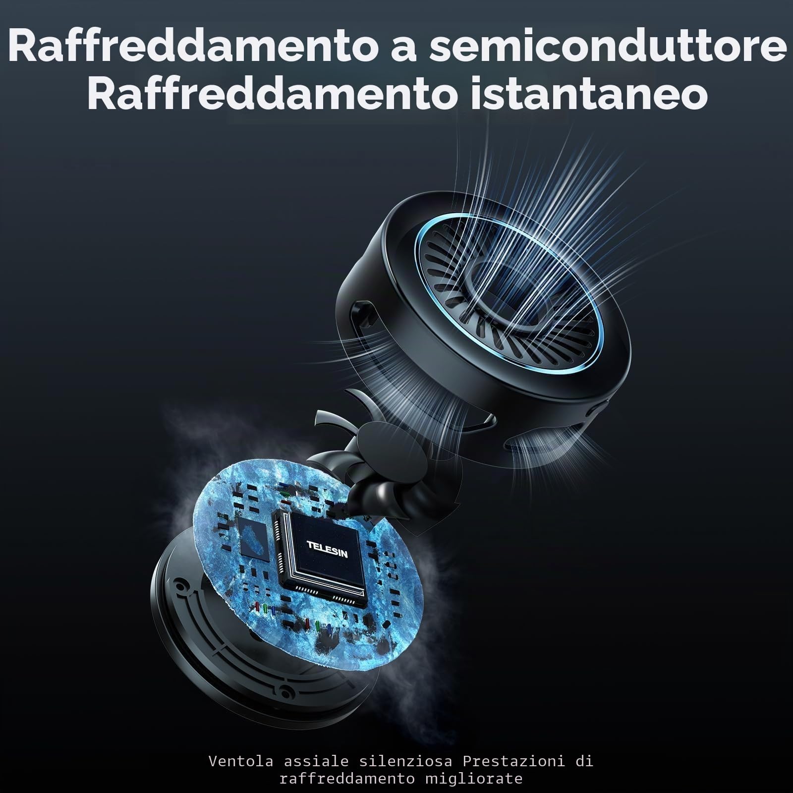 TELESIN° Dispositivo di Raffreddamento per Telefono per Trasmissioni in Diretta, Registrazione Video all'aperto e Giochi Mobili per MagSafe, Ventola di raffreddamento con iPhone/Android/Ipad