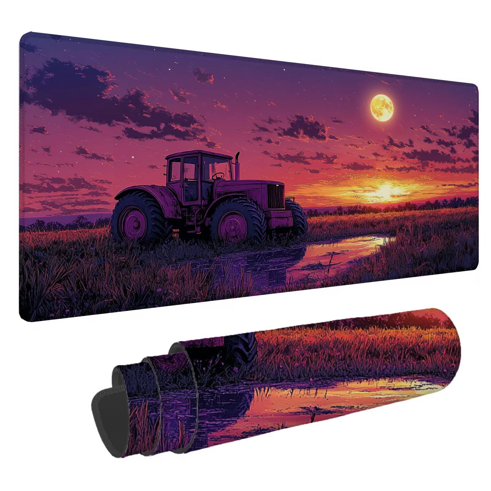 Farm Mouse Podkładka pod mysz XXL Traktor 1600 x 800 x 4 mm Podkładka pod mysz do gier, duża wodoodporna antypoślizgowa mata na biurko, podkładka pod mysz szyte krawędzie dla graczy, komputera,