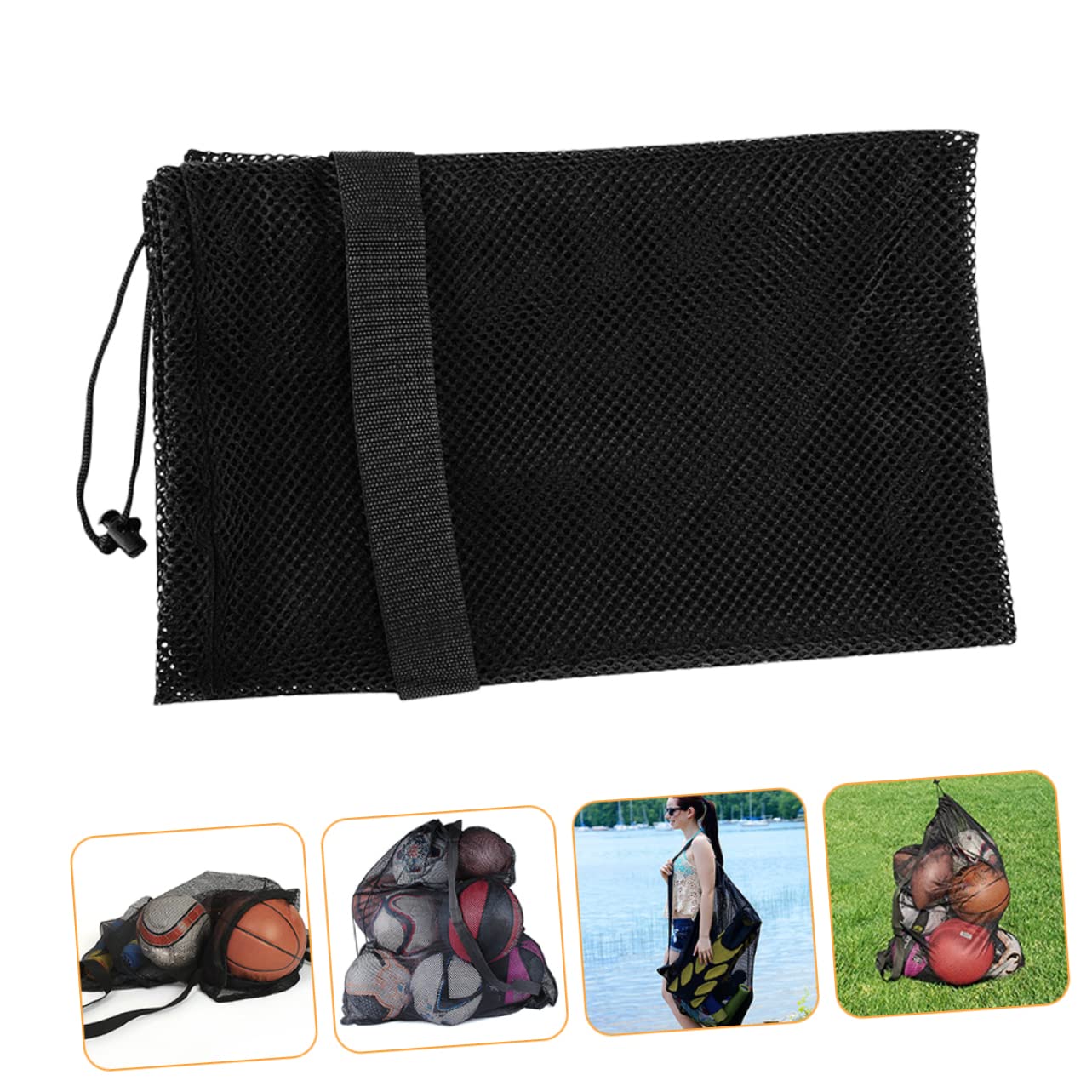 BESPORTBLE 2pezzi Borsa Sportiva Rete Per Palloni Sacchetto Tracolla Per Calcio Basket e Pallavolo Capacità Design Resistente e Pratico Per Uso Quotidiano