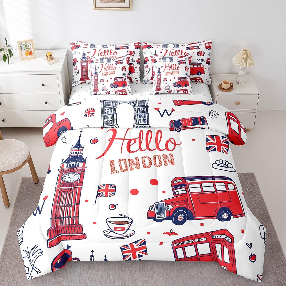 Feelyou London Bed in a Bag Queen Size 7 Pieces for Boys Girls Teens image 3