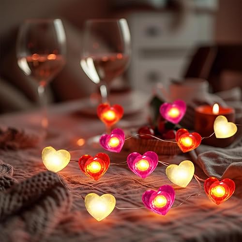 Miniatura 6 de Coquimbo Guirnalda de luces decorativas para el día de San Valentín, 10 pies, 30 luces LED, guirnalda de luces de decoración de San Valentín para