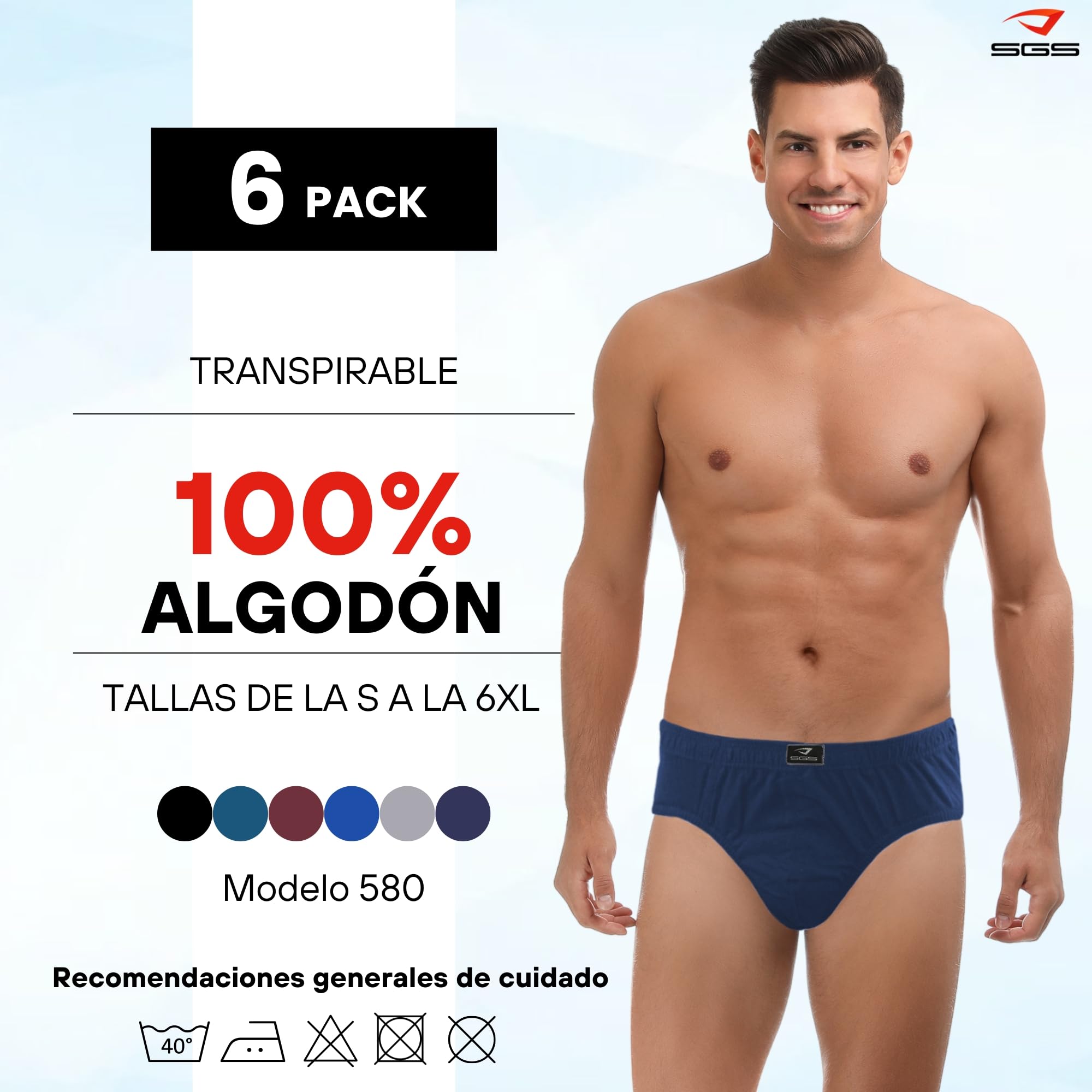 SGS Calzoncillos Hombre Slip - Slips Hombre de Algodón, Paquete de 6 o 12 Multicolor Ropa Interior Hombres