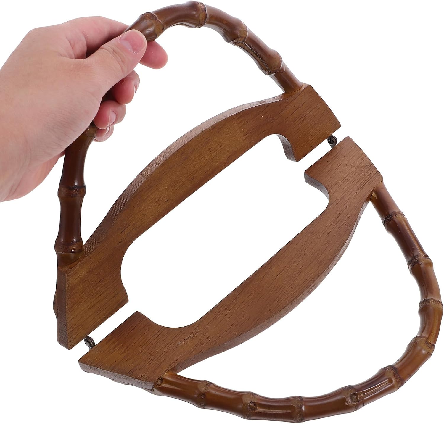IDEANATEGRATE Natural Wooden Carrying Bag Handles Replacement DIY Purse Handles for Handbag Making Craft Accessories D-Shaped for Macrame and Crochet