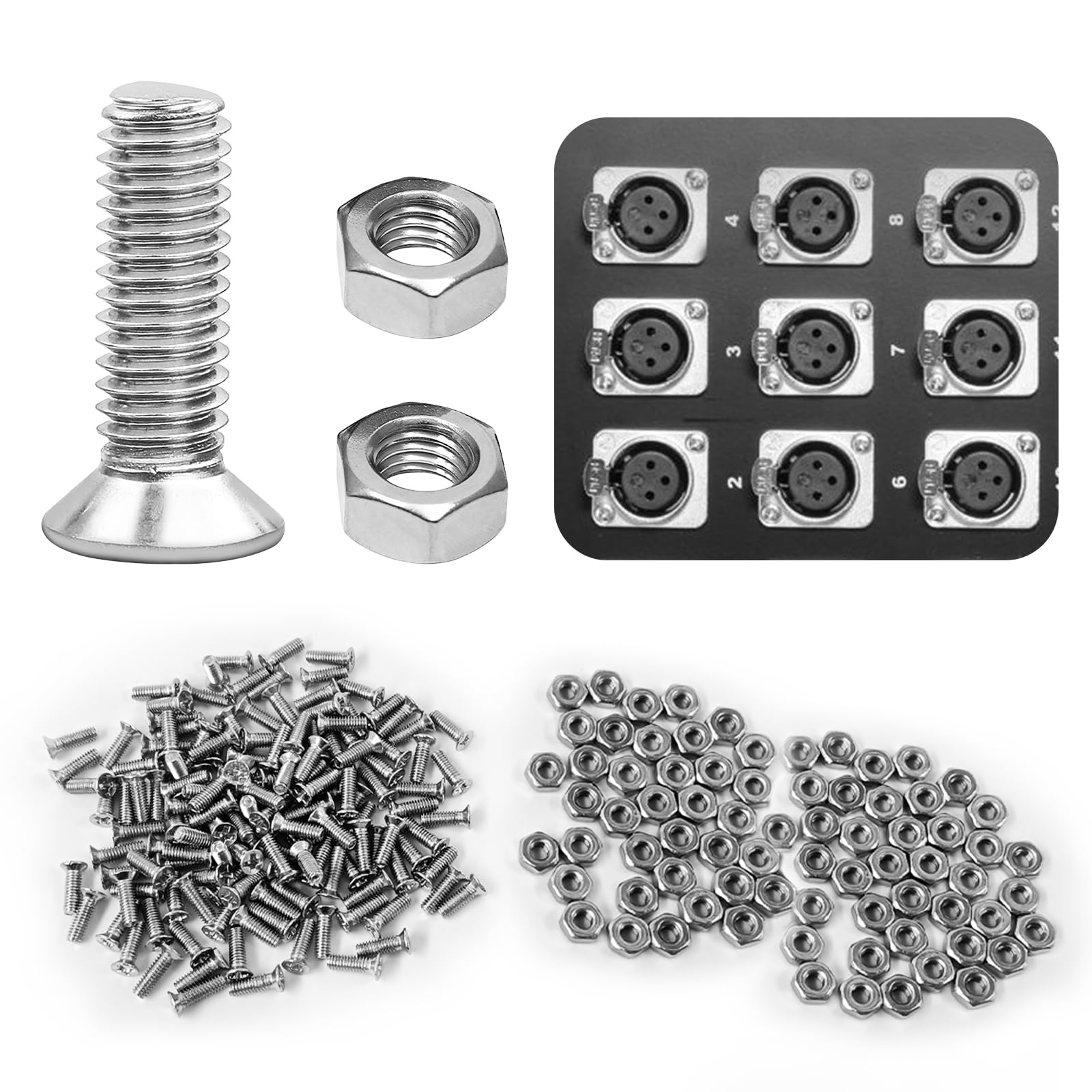 Iffitya 100 Pieces D Series Panel Screws and Nut Kit - Panel Mount Connector, Audio Server Rack Mounts Screws, Metal Screws for D-Series Panel Rack -