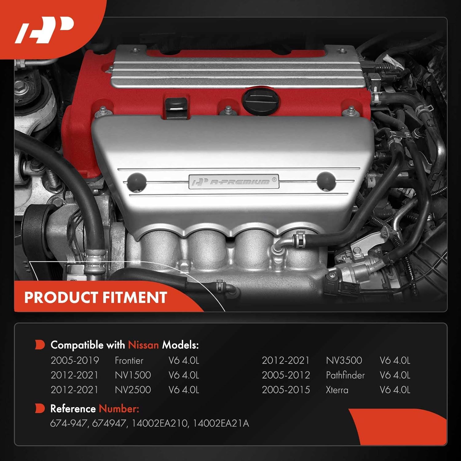 A-Premium Left Exhaust Manifold Kit W/Gasket, Stud, Nuts, Heat Shield [4.0L] Compatible with Nissan Frontier 2005-2019, Pathfinder 2005-2012, NV1500 NV2500 NV3500 2012-2021, Xterra 2005-2015