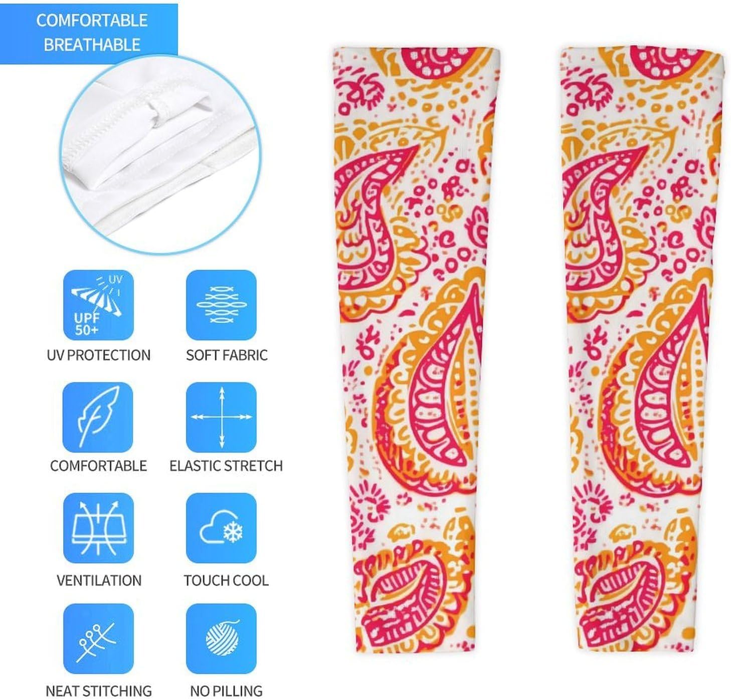 Knitting Pattern Paisley Arm Sleeves Cooling Sun Protection Sports Compression for Golf Basketball