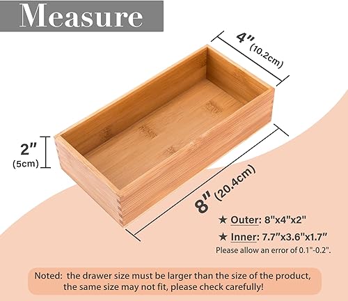 Miniatura 2 de Suministros de oficina de bambú Organizador Caja Organizador Organizador de accesorios de papelería, bambú 8 "* 4"