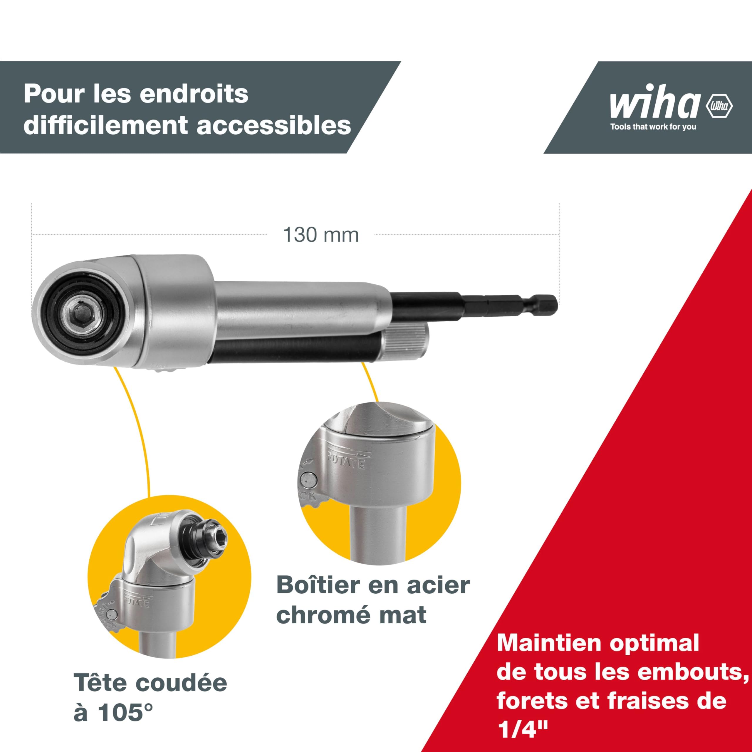 Wiha SB24629 Visseuse coudée Tête à 105° 1/4 x 1/4 (Import Allemagne)