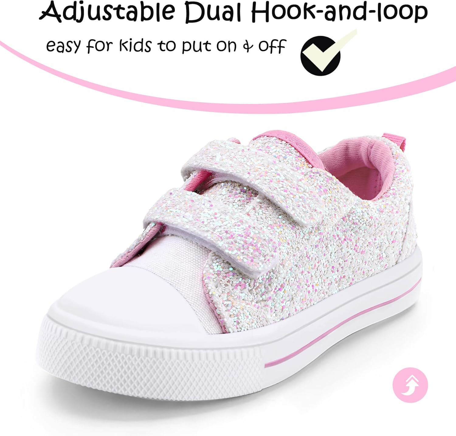 K KomForme Toddler Sneakers for Boys and Girls Dual Hook and Loops Sneakers Baby Canvas Shoes - Image 3