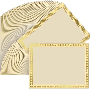 Affrolling 100 Pcs Certificate Paper for Printing, 8.5 x 11 Inch Blank Gold Foil Border Laser and Inkjet Printer Compatible Graduation Diploma Cardstock for School Award Office Business Document