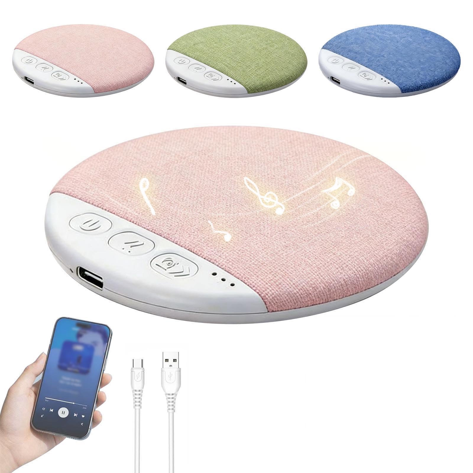 Bluetooth Pillow Speaker for Sleeping, Mini Portable Under Pillow Speaker with White Noise Timer Wireless Sleep Aid, Stereo Bass Private Sleep Headphones for Adult (Pink)