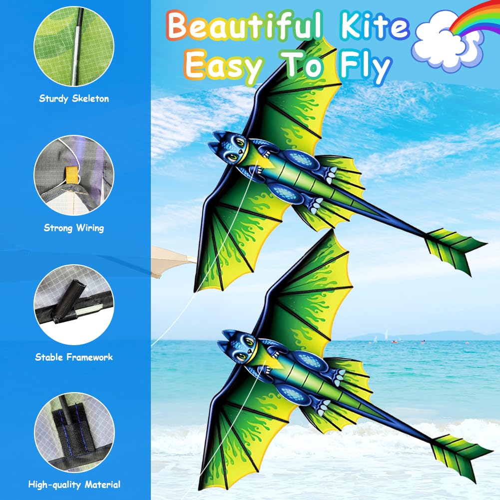 Flintronic Cometas para Niños, Dinosaurio Grande con 100m Hilo, Fácil Volar y Montar, para Playa, Campamento, Viaje, Juegos al Aire Libre — view 5