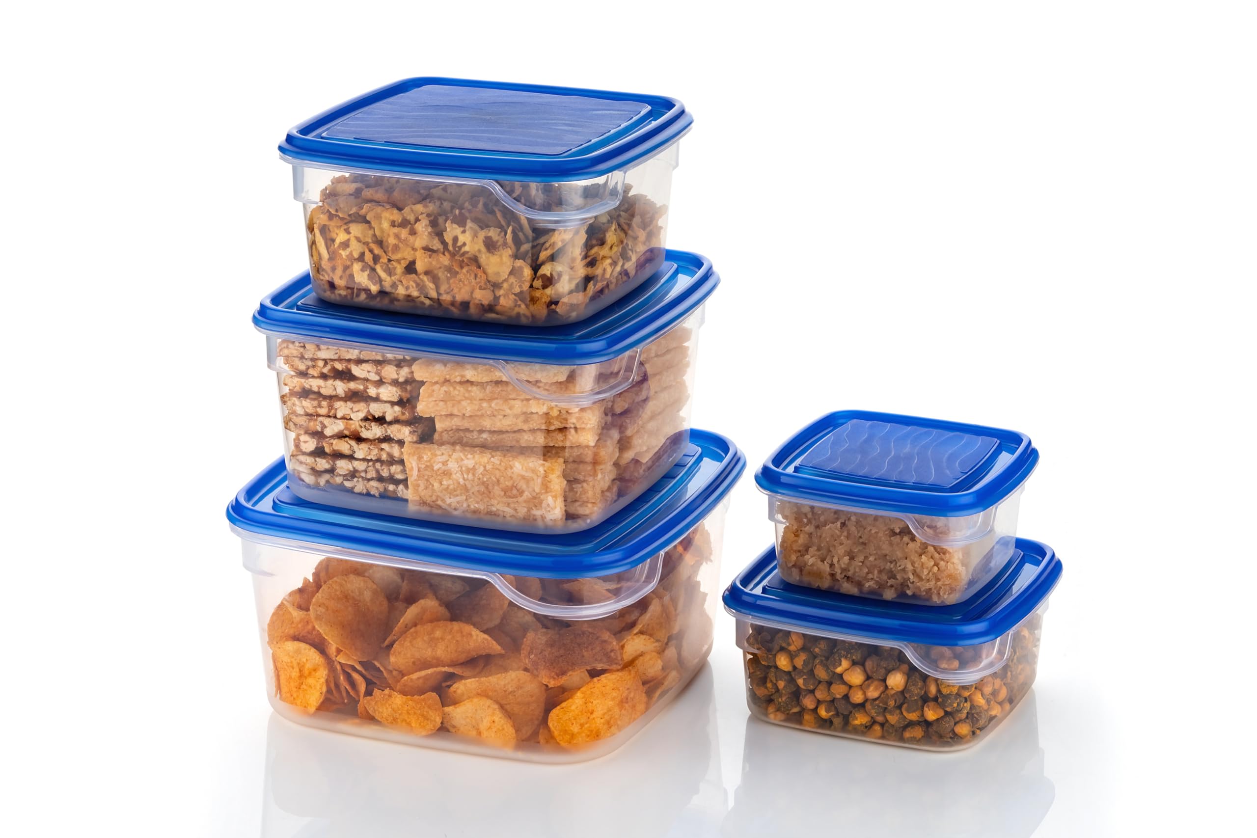 2Mech Multipurpose Plastic Containers set 3Kg, 2Kg, 1.2Kg,700ml, 450ml, Kitchen Container, Storage/Container Sets, Plastic Grocery Container (Set of 5, Blue)
