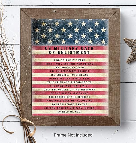 Miniatura 7 de Military Oath of Enlistment - Patriotic American Flag Wall Art Decor, Decoration - Gift for Soldiers, Army, Navy, Air Force, Marines, Coast Guard,