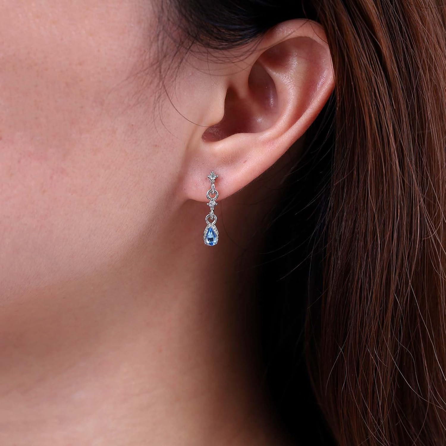 Bohemian Teardrop Crystal Dangle Earrings Silver Crystal Cz Drop Earrings Tiny Water Drop Cz Earrings Teardrop Rhinestone Stud Earrings Jewelry for Women Gifts - Image 5