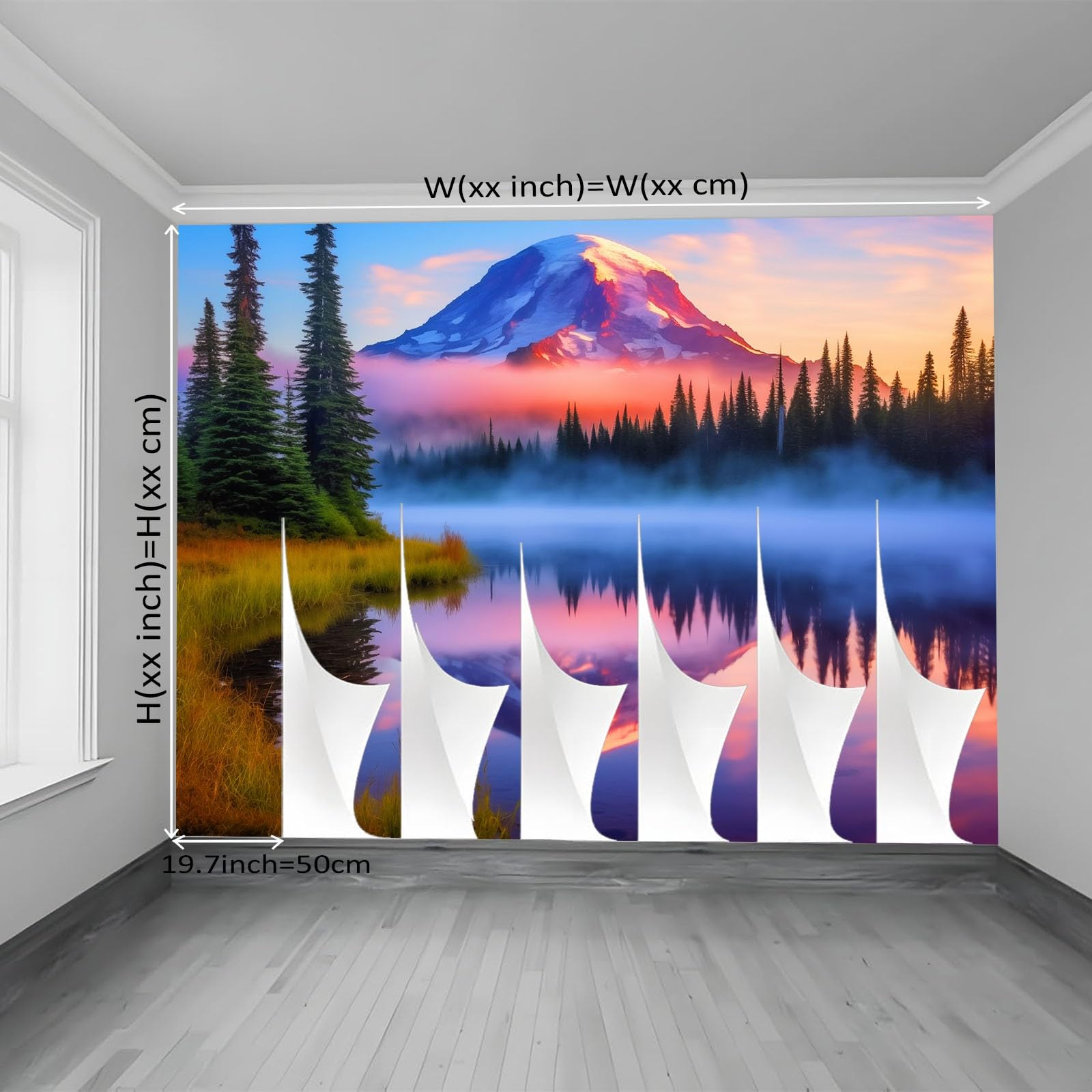 Tapeta 3D Włóknina Naturalne Góry Jeziora 350 x 256 cm Tapeta Dekoracja ścienna do salonu Sypialnia Niebieski