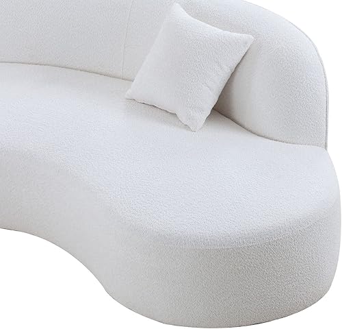 Miniatura 7 de Sofá curvo, sofá modular grande de 126 pulgadas, tapizado en forma de L, sofá boucle con diván para sala de estar, sofá orientado a la izquierda