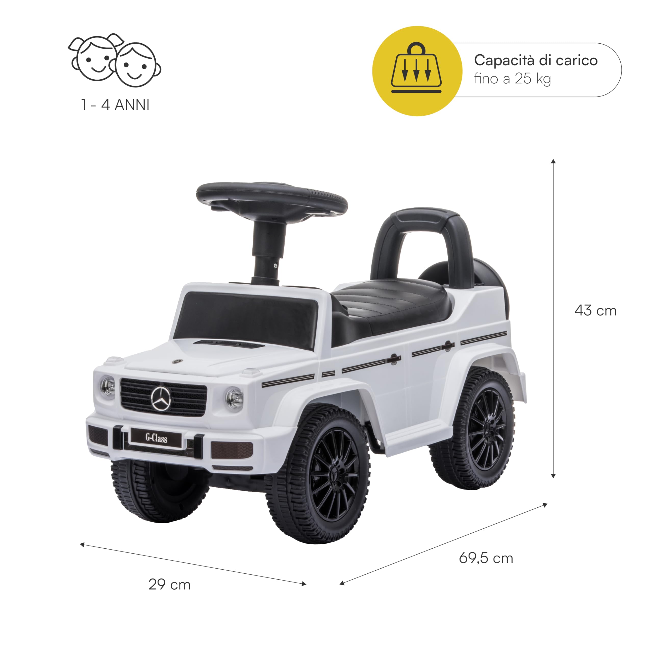 Voiture Enfant Mercedes SUV Pousser-rouler - Phares LED, Sons, Rangement, Pour 1-4 Ans (max 25 Kg) - 10