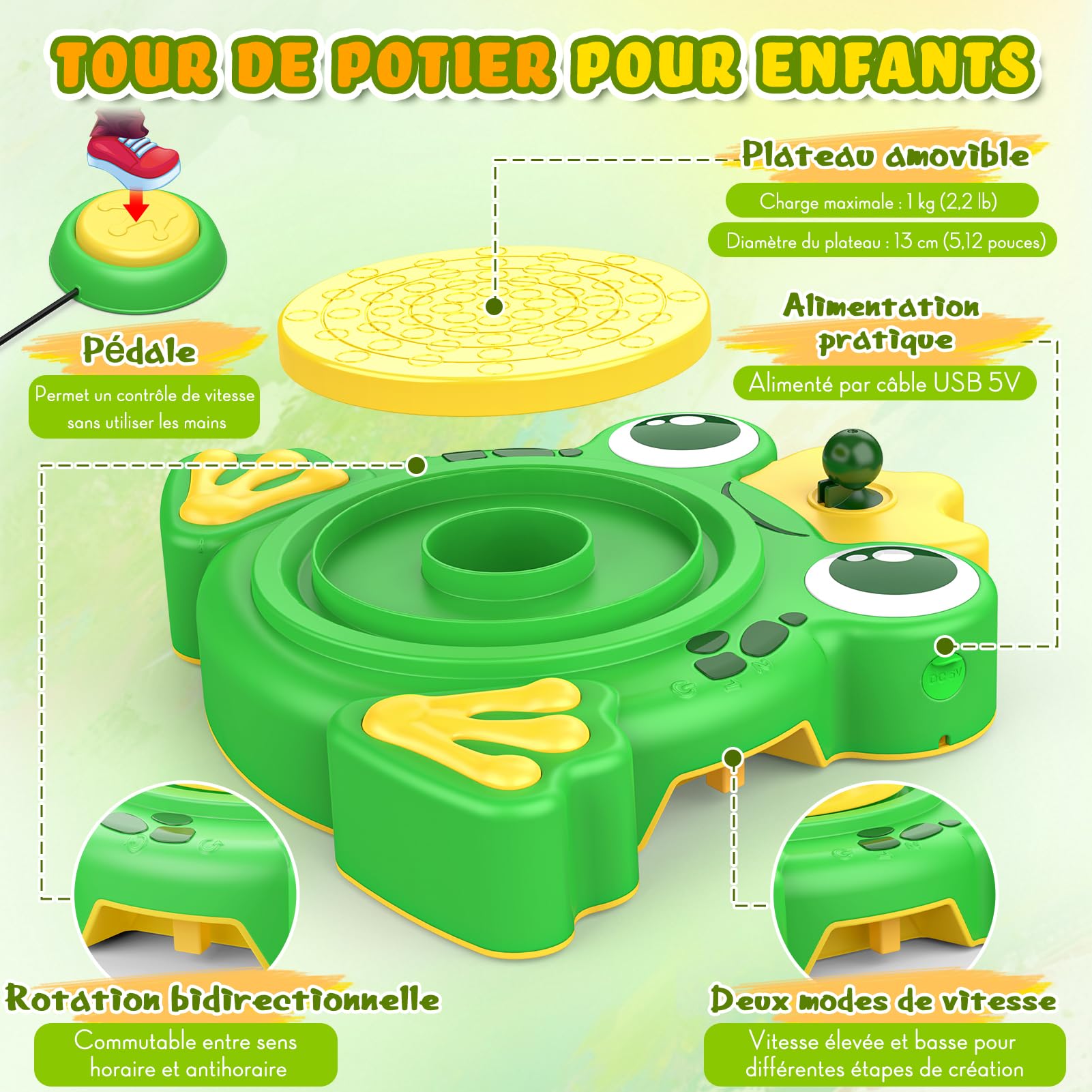 Tour de Poterie pour Enfants: Jouet pour Enfants 6+ Ans, Poterie DIY avec Argile et Peintures pour Débutants, Idéal comme Cadeau d'Anniversaire ou de Noël pour Filles et Garçons de 6 à 12 Ans