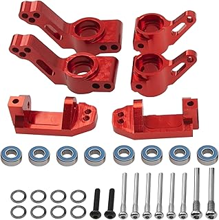 Vgoohobby Metal Rear Stub Axle Carriers, C-Hubs Caster Blocks, Steering Blocks Compatible with 1/10 Traxxas Slash 2WD Stampede 2WD Rustler 2WD Nitro Slash RC Car Upgrade Part #3752 3736 3632 (Red)