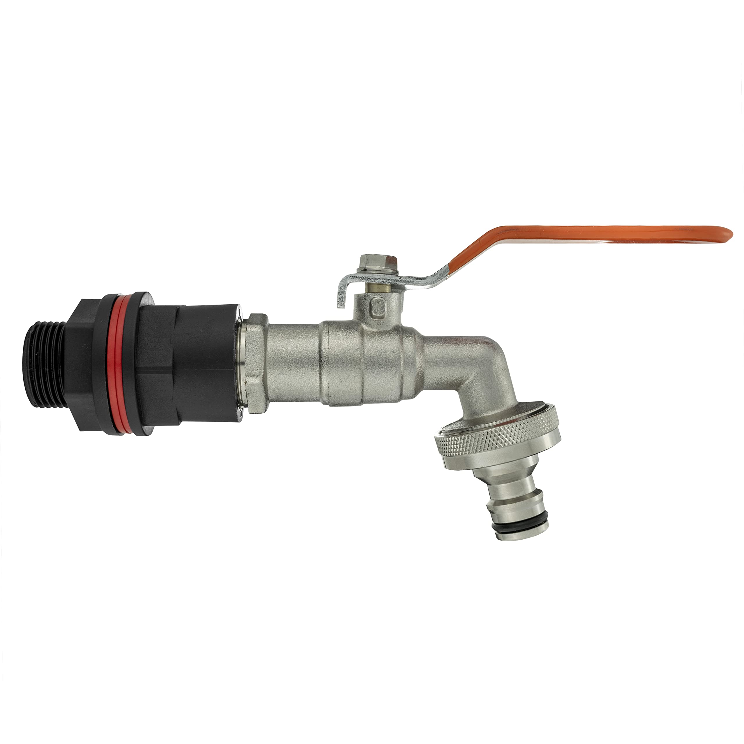 Water Butt/rain Barrel/Tank Outlet Adaptor with Metal Lever tap,1/2" (Requires a 21mm Hole) or 3/4" (Requires a 26mm Hole)