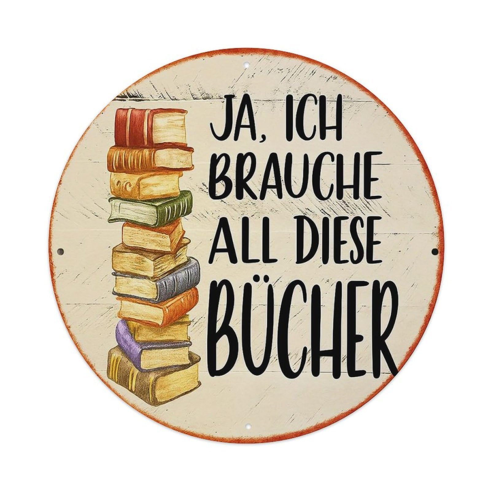 Jdyaojiesheng Vintage Stacked Books And Text Round Tin Sign Retro Metal Wall Decor Metal Poster, Home Bar Garage Farmhouse Cafe Wall Art Decoration 8X8inch